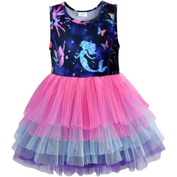 🆕Girl Summer Tutu Party Dress Ash4593mutil Cotton Wedding Birthday Short Sleeve - Picture 1 of 6